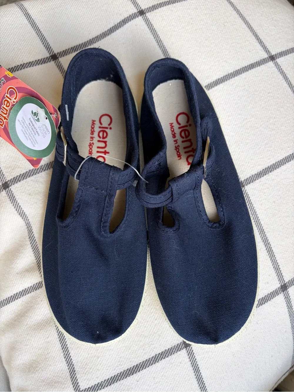 Cienta Navy Canvas Mary Jane Kids Shoes